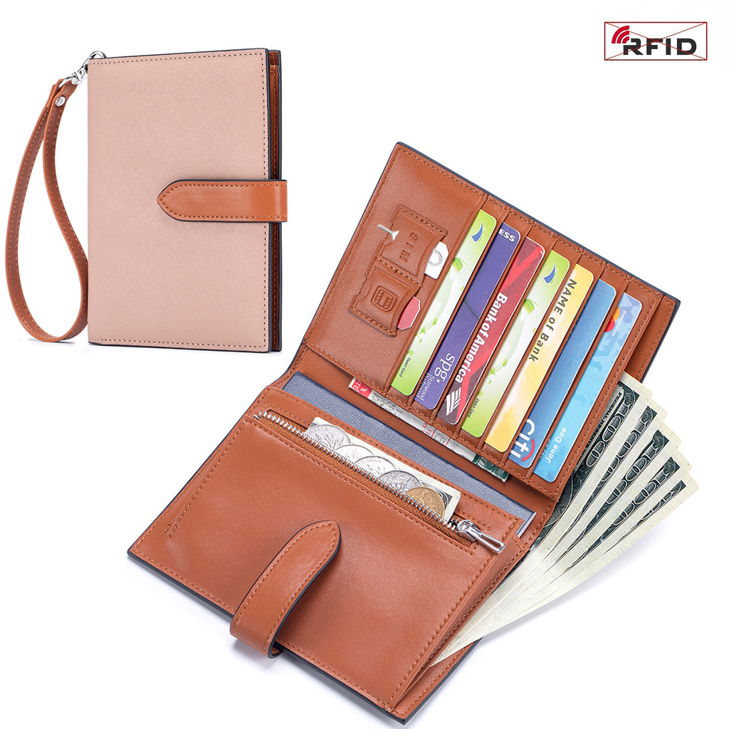 Giá đỡ hộ chiếu cổ tay bằng da thật mỏng nhẹ có chức năng bảo vệ RFID, Thích hợp để lưu trữ vé máy bay tài liệu