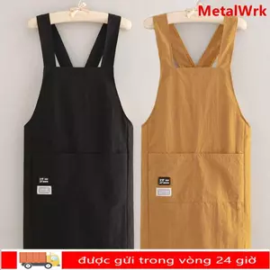 METALWRK Bếp Smock, Tạp dề phong cách dây đeo chéo chống bẩn, không tay chống thấm nước Nail Art Cafe Workwear