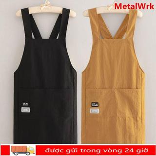 METALWRK Bếp Smock, Tạp dề phong cách dây đeo chéo chống bẩn, không tay chống thấm nước Nail Art Cafe Workwear