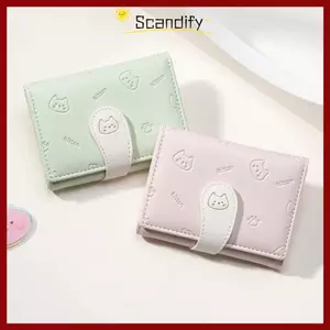 Ví in hình mèo con SCANDIFY, Túi đựng thẻ ID bé gái ngắn Ví nhỏ dễ thương, Dây đeo khóa thời trang Hộp đựng thẻ sinh viên Túi đựng tiền nữ