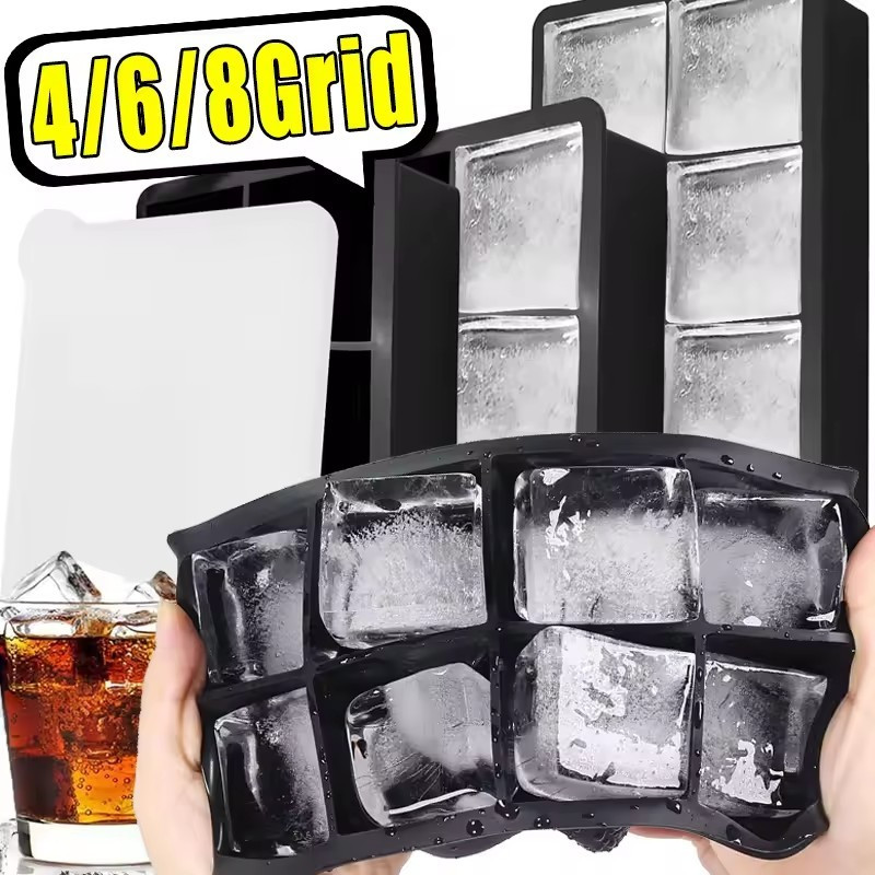 4 / 6 / 8 Lưới Khuôn Làm Đá Silicon / Khuôn Làm Đá Whisky Có Thể Tái Sử Dụng / Tủ Đông Cocktail DIY