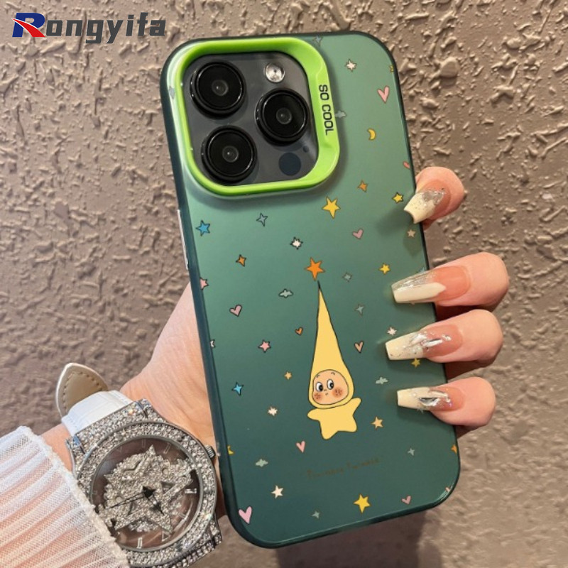 Ốp điện thoại hoạt hình lấp lánh lấp lánh cho iPhone 17 Pro Max Air 16E 16 Pro Max 15 14 Plus 13 12 Mini Pro Max Ngôi sao dễ thương Ốp lưng cứng chống sốc ngộ nghĩnh
