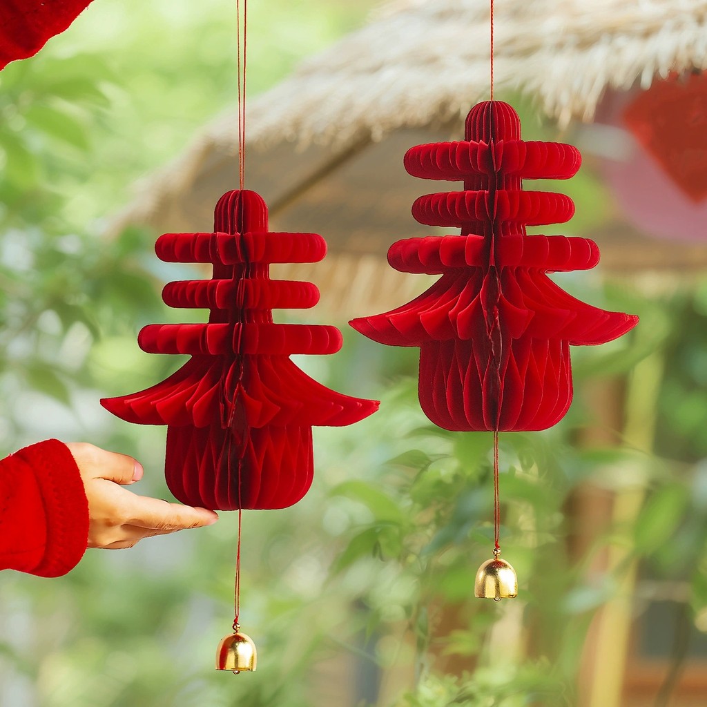 Lễ hội mùa xuân Đèn lồng tổ ong đỏ Chun Nhân vật Trang trí treo nhà cửa