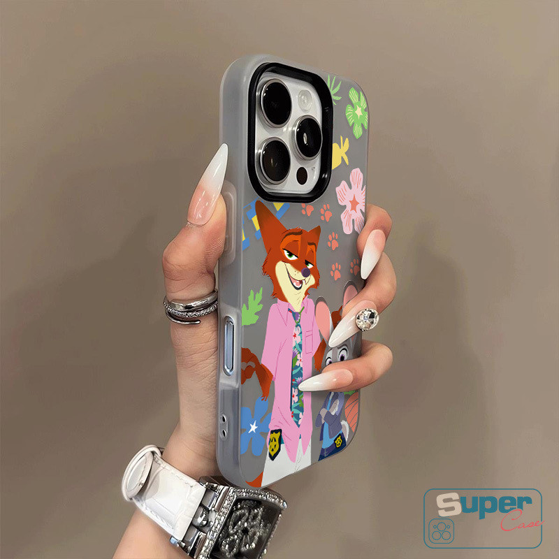 Ốp Lưng Tương Thích Cho IPhone 11 13 15 17 16 14 12 Pro Max 15 16 17 Pro Air 7Plus XR X XS Max Cặp Đôi Hoạt Hình Dễ Thương Fox Bunny Zootopia Hoa Dây Buộc Silicon Mới 2 in1