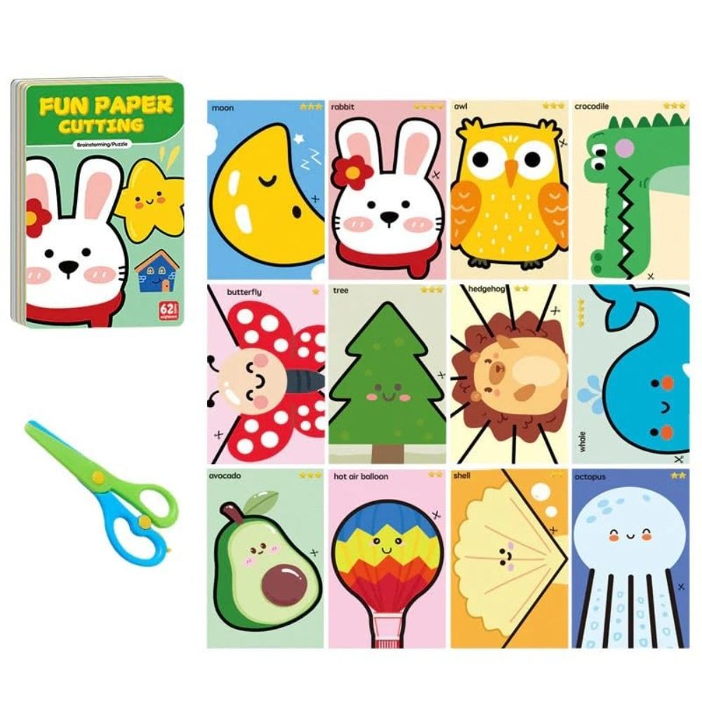 Bộ dụng cụ cắt giấy trẻ em HOBBYIN, Phát triển an toàn Thực hành cắt mẫu giáo cho trẻ em, Đào tạo với dụng cụ Giấy thủ công Đồ dùng đào tạo mầm non