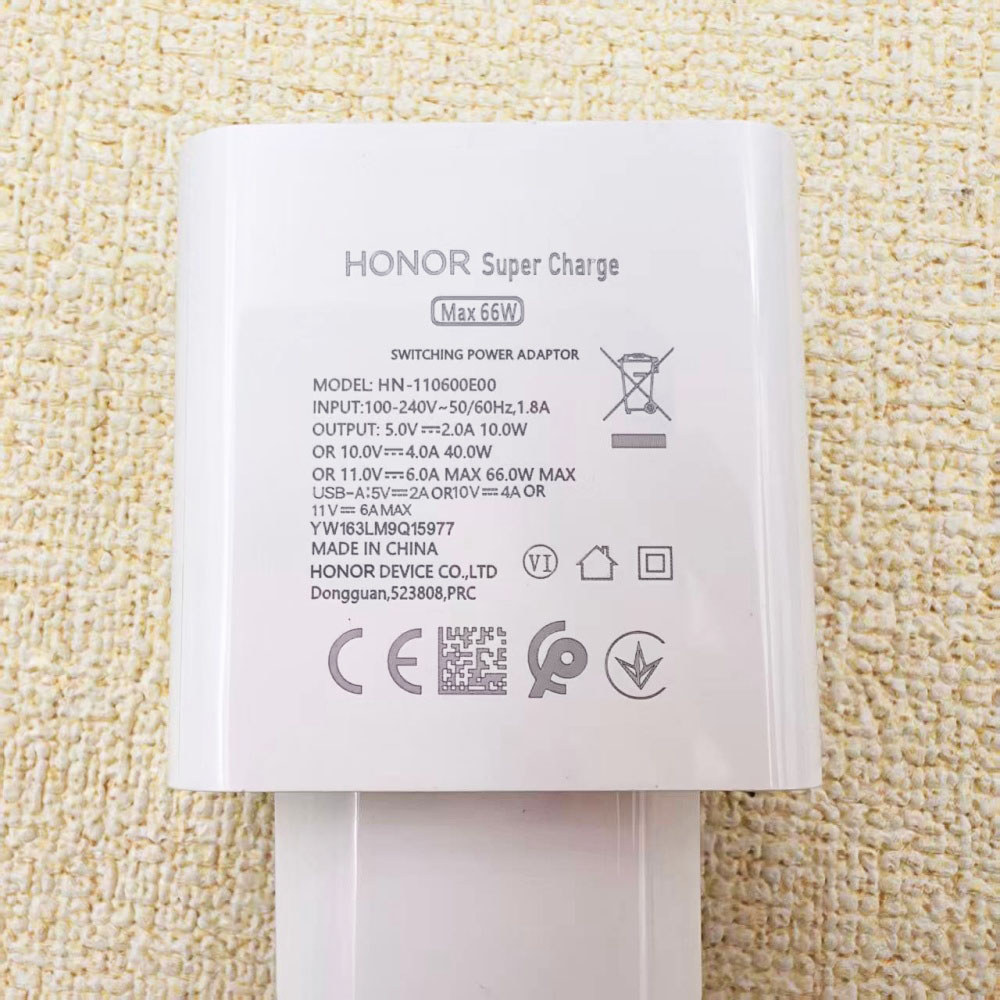 Bộ sạc Honor 66W EU SuperCharge PD / QC 3.0 2 cổng Sạc nhanh cho Honor 300 100 Pad GT2 Pro Magic 8 7 6 & 1M 6A PD Loại C Cáp