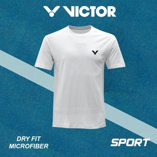 VICTOR Áo sơmi ngắn tay 100% bông hữu cơ, in hình thể thao cổ tròn, phù hợp cho cả nam và nữ