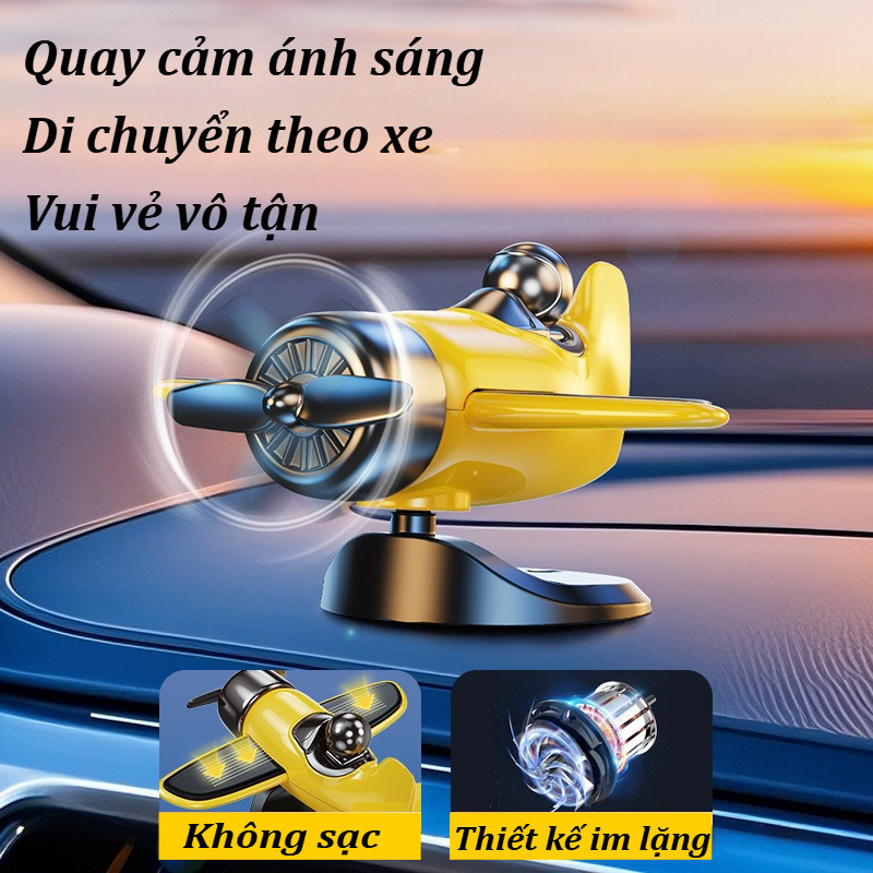 Máy Bay Năng Lượng Mặt Trời Trang Trí Taplo Ô Tô – Cánh Quạt Xoay 360° Phụ Kiện Nội Thất Đẹp Sang Trọng