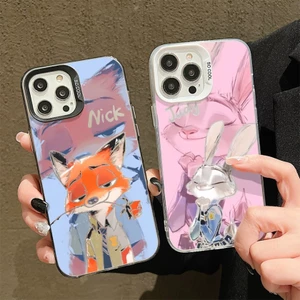 Dành Cho Vivo V60 V50 Lite V40 V30 V29 V27 V25 V23 Pro V29E V27E V25E V23E Zootopia Cặp Đôi In Hình Dễ Thương Matte Chống Sốc Ốp Lưng Điện Thoại
