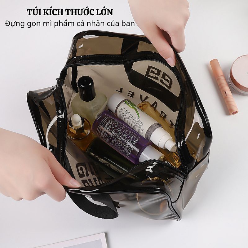 Túi Đựng Mỹ Phẩm Trong Suốt ENODA HOME Cao Cấp, Túi Nhựa PVC Đựng Đồ Trang Điểm Chống Thấm Nước TuiPVC002