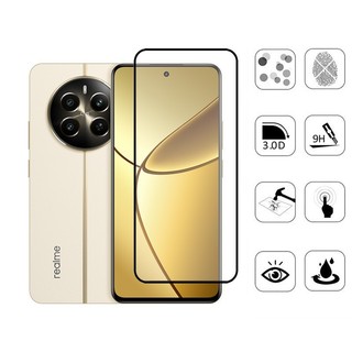 Kính cường lực bảo vệ màn hình Realme 12 + 5G 2 trong 1 cho Realme 12 11 Plus 12x 11x 5G Phim bảo vệ màn hình có màng ống kính máy ảnh