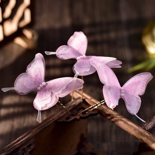 1 bộ phụ kiện tóc phuộc tóc hồng ngọc trai voan bướm có khí chất ngọt ngào và thanh lịch