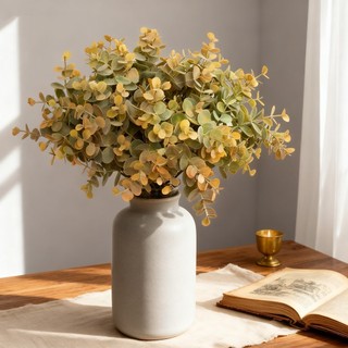 Cành Lá Khuynh Diệp Táo Giả 36cm Trang Trí Nhà Cửa Đạo Cụ Chụp Ảnh Decor Phòng Khách Đám Cưới Artificial Eucalyptus Leaves Plant Home Wedding Decoration Plastic Greenery Stems Autumn Purple Silk Flowers Bouquet 6pcs Office Table Modern Aesthetic DIY