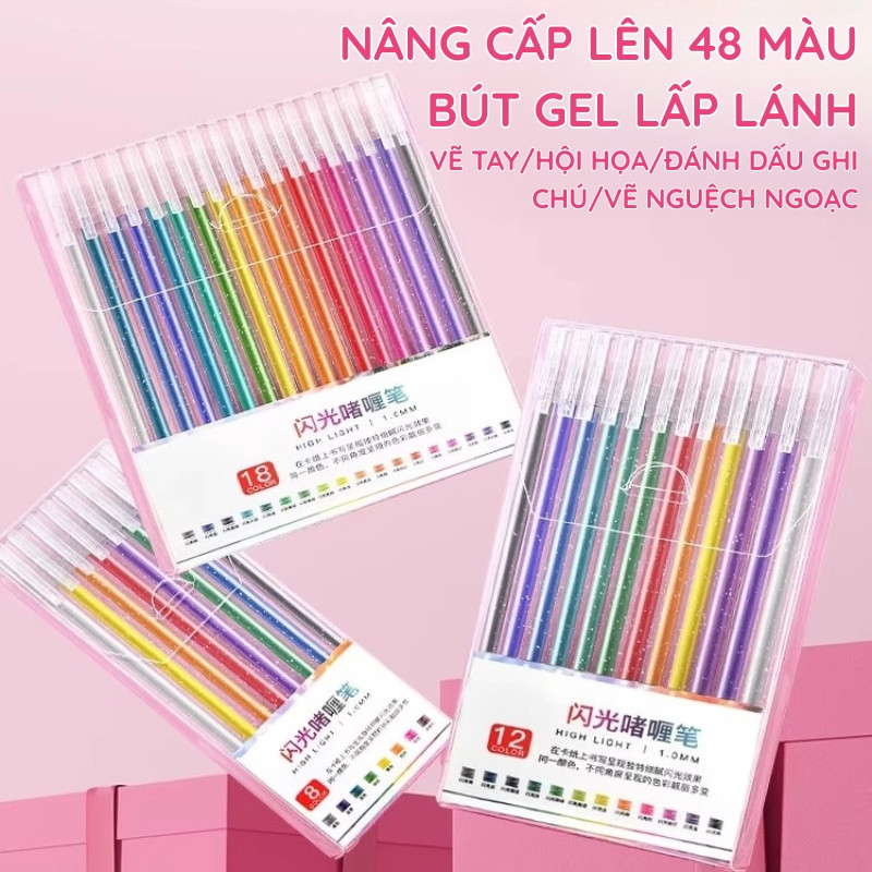 Bút highlight 12/36 màu tiện dụng, bút kim tuyến nhũ đẹp mắt cho học sinh sử dụng đánh dấu bài học một cách hiệu quả
