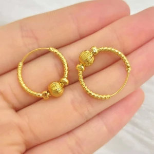 Bông tai hình tròn mạ vàng 24K cao cấp, phù hợp phụ kiện thời trang nữ