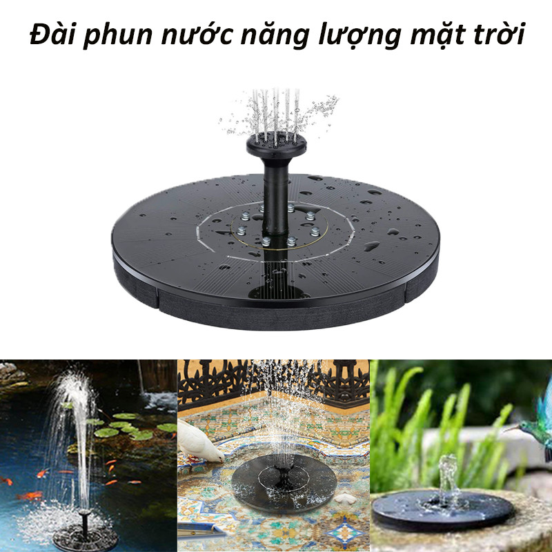 Đài Phun Nước Năng Lượng Mặt Trời,  Đa Dạng Kiểu Phun, Chống Mưa IP65,Cho Hồ Cá/Non Bộ