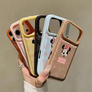 Hoạt Hình Dễ Thương Minne Chuột Đệm Không Khí Mềm Da PU Ốp Lưng Điện Thoại iPhone 17Promax 17Pro 12 13 14 15 16 Pro Max Chống Sốc Nam Nữ Vỏ Di Động