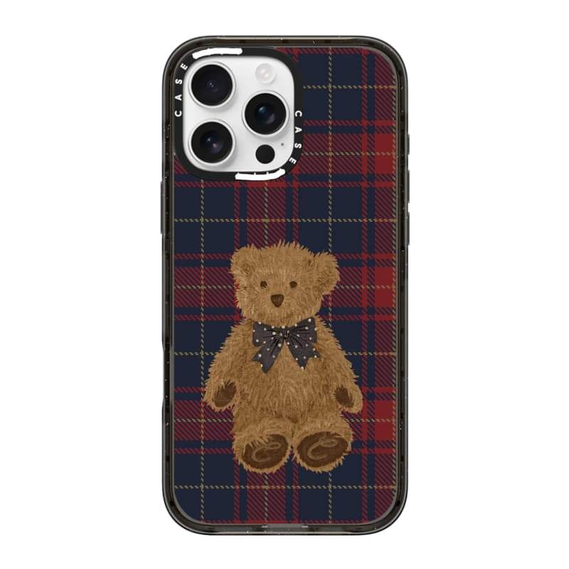 CASECASE X Nơ Gấu Đen Cạnh Trong Suốt Cứng Hút Từ Tính Tác Động Dành Cho Apple IPhone 12 13 14 15 16 17 Pro Max Air Plus Có Hộp