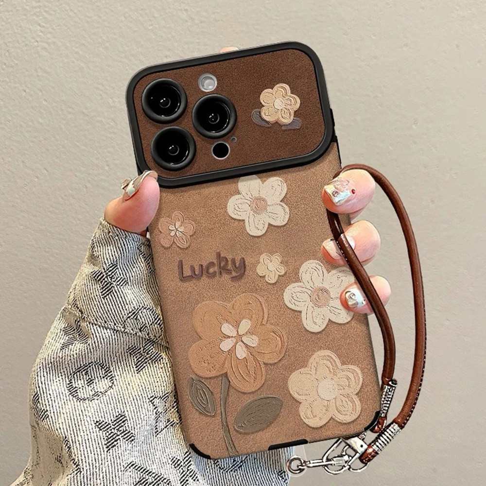Tranh Sơn Dầu Hoa Dây Da Cửa Sổ Ốp Lưng Điện Thoại iPhone 17 Pro Max 16 Plus 15 14 13 12 11 Vỏ Bảo Vệ Chống Sốc