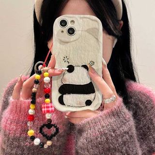 Ốp Lưng Cho Realme C71 C53 C51 C55 C61 C63 C67 C75 NOTE 60 5 5i 6i 12 15 C20 C11 2021 NOTE 50 Dây Xích Cổ Tay Hoạt Hình 3D Gấu Trúc Tai Vỏ Mềm Dễ Thương