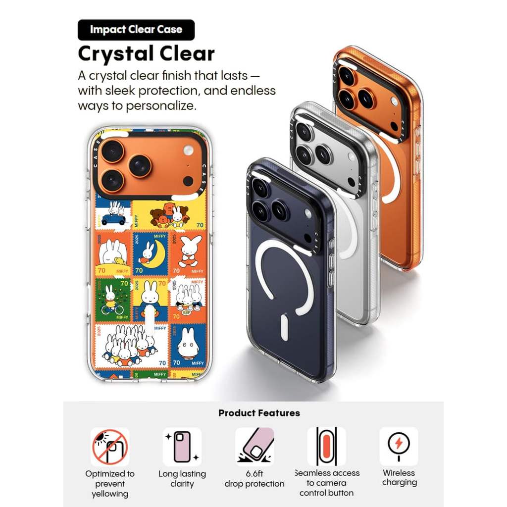 CASECASE X Miffy 70 Tem Ốp Lưng Hút Từ Tính Trong Suốt Cho iPhone 17 / 16 / 15 / 14 / 13 Pro Max | Mặt sau Acrylic bảo vệ vỏ Crystal Clear với bao bì cao cấp