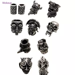 Vòng cổ đầu lâu Viking làm bằng kim loại, phù hợp với phụ kiện tóc nam