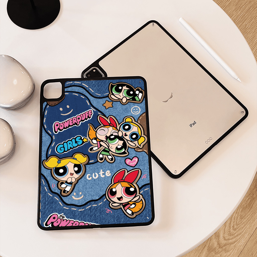 Vỏ nhựa Acrylic cứng Power Puff Cover cho Mini6 Mini7 A17Pro IPad 5 6 7 8 9 10 11 A16 Air 2 3 4 5 6 Air 11 M2 M3 Pro10.5 Pro11 2018 2020 2021 2022 M4 M5 Pro13 2024 2025