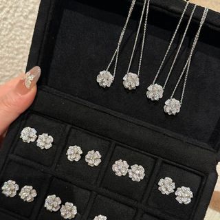 Châu Âu Mỹ ins Phong Cách Mới Vòng Cổ Camellia Bộ Kim Cương Nữ