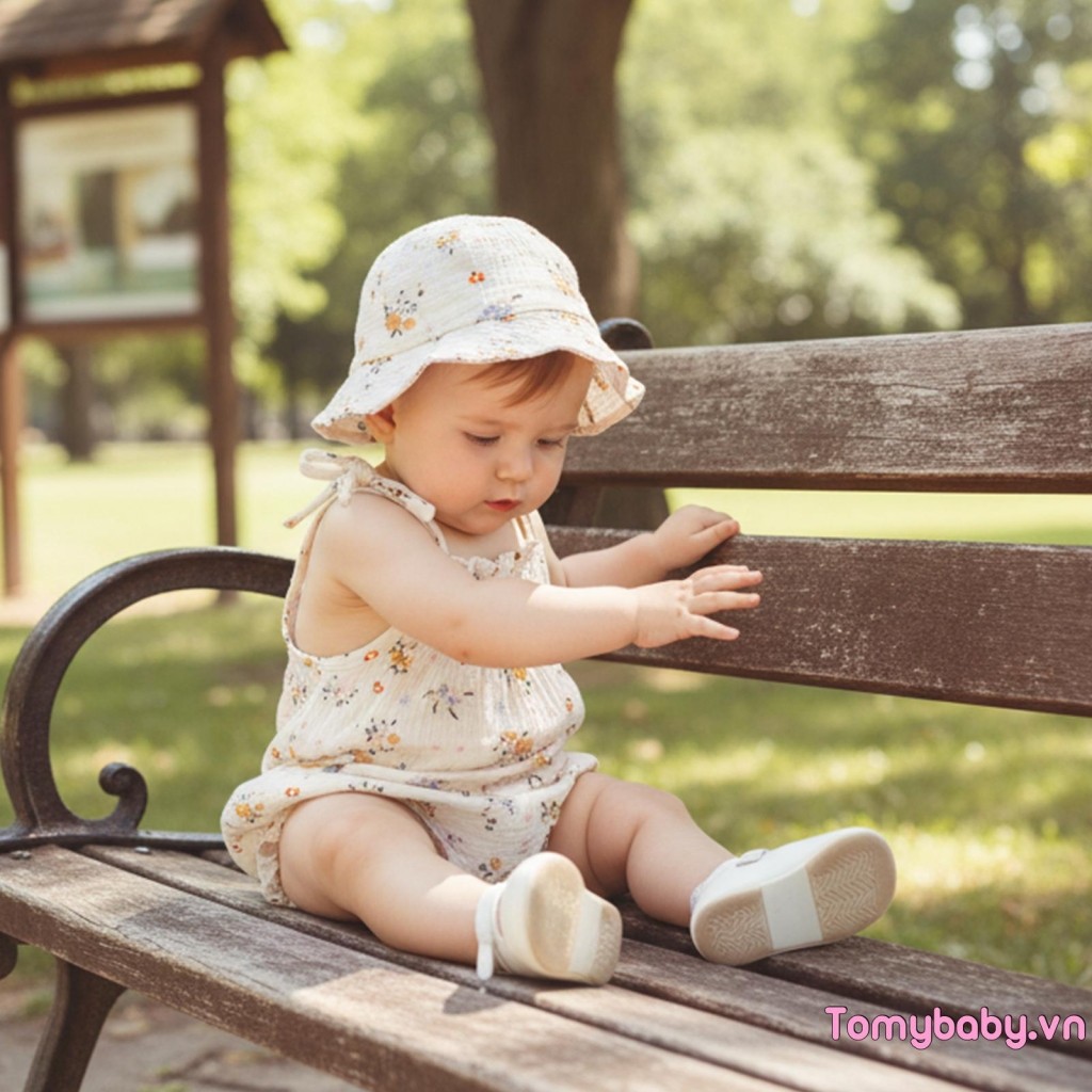 Bé Gái Mùa Hè Ngọt Ngào Áo Liền Quần Trẻ Sơ Sinh Không Tay Quai Họa Tiết Hoa Có Mũ