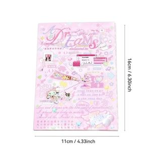 THEHOMECO Sticker Book, Nhãn dán nhật ký màu hồng phong cách Nhật Bản, Phim hoạt hình 24 trang Quà tặng Sổ lưu niệm Nhãn dán Đồ dùng văn phòng phẩm