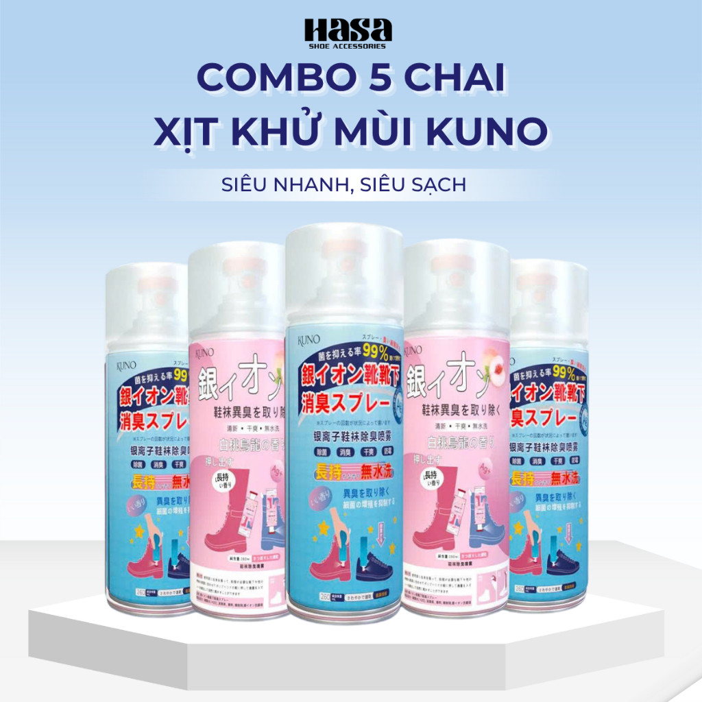 COMBO 5 Chai Xịt Khử Mùi Giày Dép NaNo Bạc, Xịt Khử Mùi Hôi Chân Nano 260ml