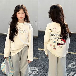 Áo thun dài tay bé gái phong cách Hàn – Form rộng dễ thương, họa tiết nổi bật