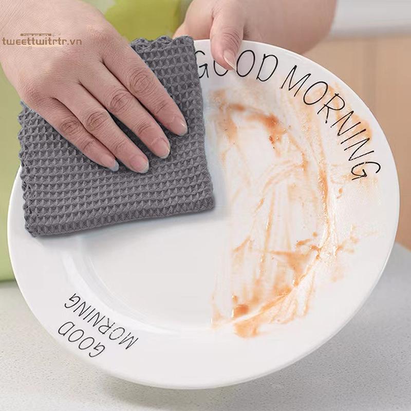 TRTR 5 Chiếc Dày Có Thể Tái Sử Dụng Microfiber Rag Thấm Hút Đĩa Vải Cho Bộ Đồ Ăn Nhà Bếp Rag Khăn Cho Nhà Bếp Vệ Sinh Gia Đình VN