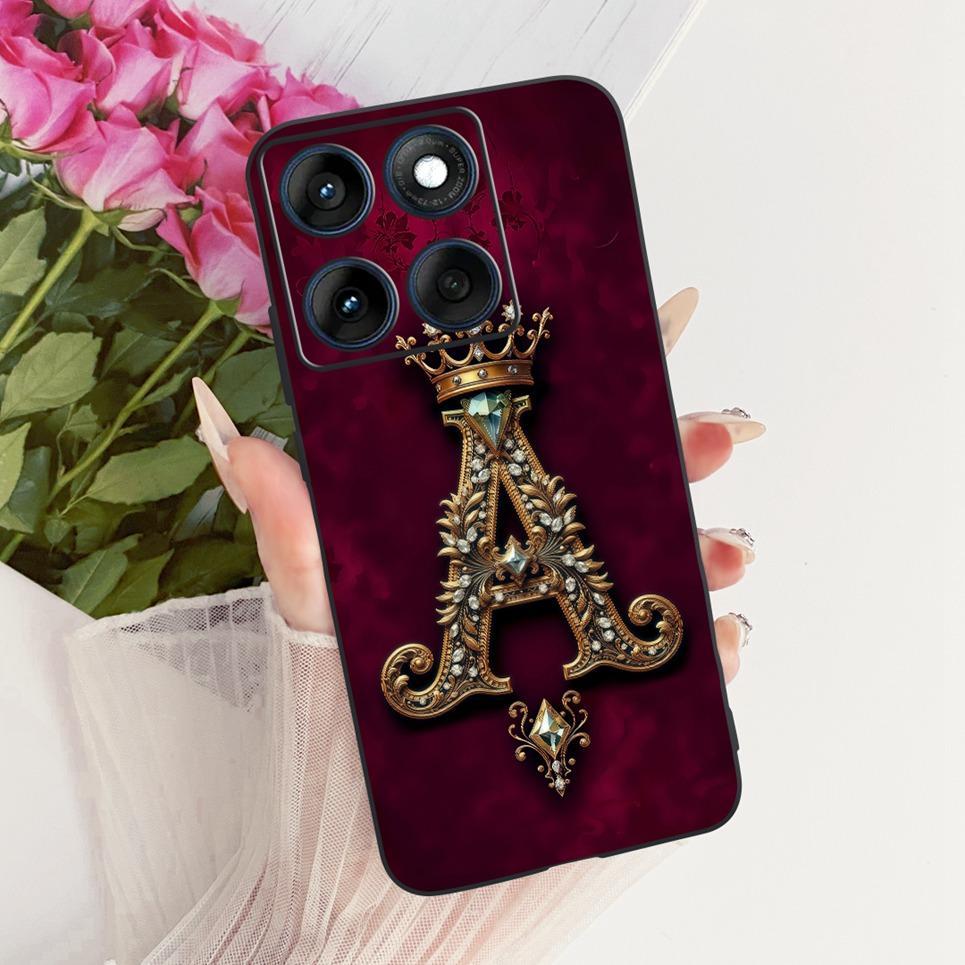 Dành Cho Motorola Moto Edge 60 60s 60 Fusion 60 Pro Ốp Lưng Màu Đen Mềm TPU Vỏ Điện Thoại Silicon Màu Đen Đỏ Họa Tiết Chữ Cái Vỏ