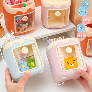 Hộp Đựng Bút để bàn tiện lợi cùng lọ đựng bút dễ thương, phù hợp cho bé trang trí và sắp xếp đồ dùng học tập gọn gàng