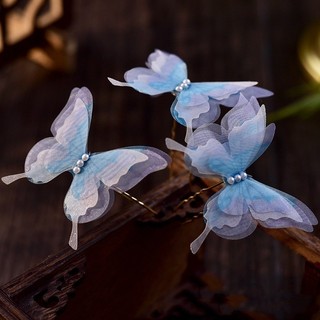 1 bộ phụ kiện tóc phuộc tóc hồng ngọc trai voan bướm có khí chất ngọt ngào và thanh lịch