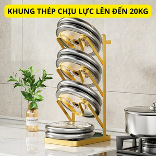 Giá Cài Vung Nồi Đa Năng 3 Tầng Phong Cách Bắc Âu, Khung Thép Chịu Lực  Không Hoen Gỉ, Tiện Lợi