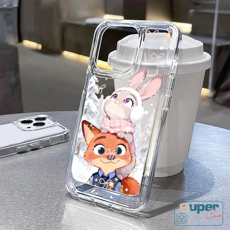 Ốp Lưng Tương Thích Cho IPhone 15 11 16 17 13 14 12 Pro Max 16 13 17 12 14 15 Pro 7Plus 8 16 17 15 7 14 Plus XR X XS Max Air SE 2020 Cặp Đôi Mùa Đông Thỏ Cáo Dễ Thương Vỏ tuyết Zootopia