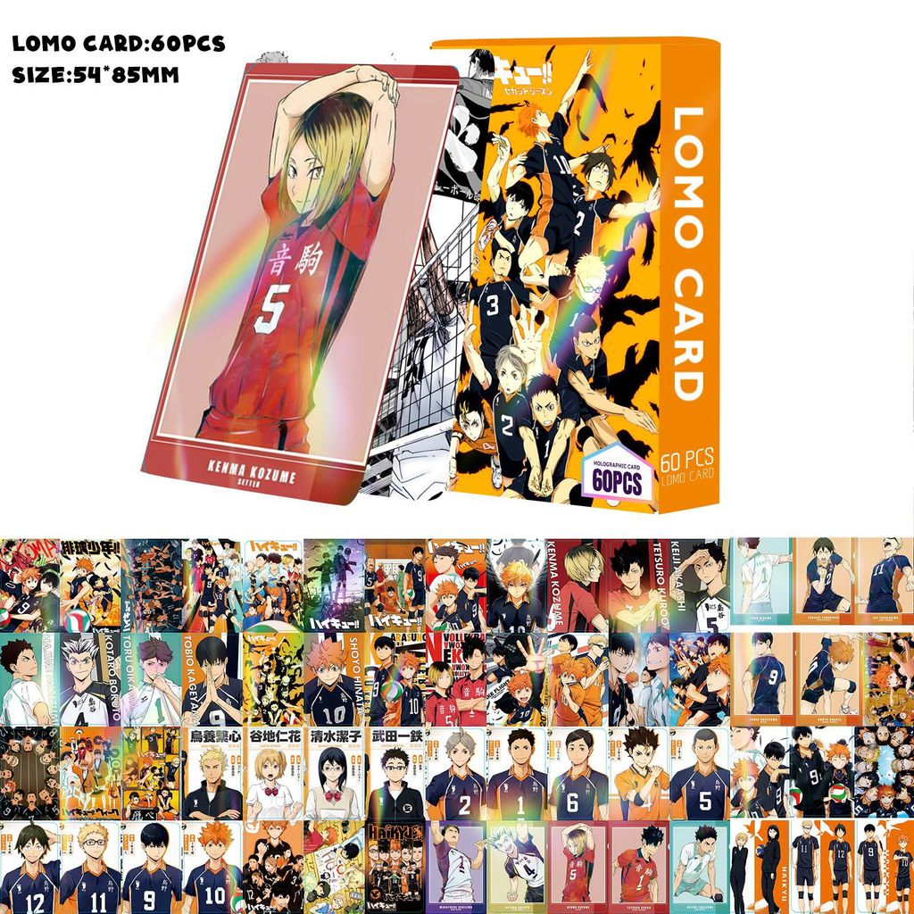 60 chiếc Manga Manhwa Animation Haikyuu!! Laser Hologram Lomo Cards Genshin Demon Slayer Photocards Kamado Tanjirou Nezuko Agatsuma Zenitsu Bưu thiếp ba chiều YM