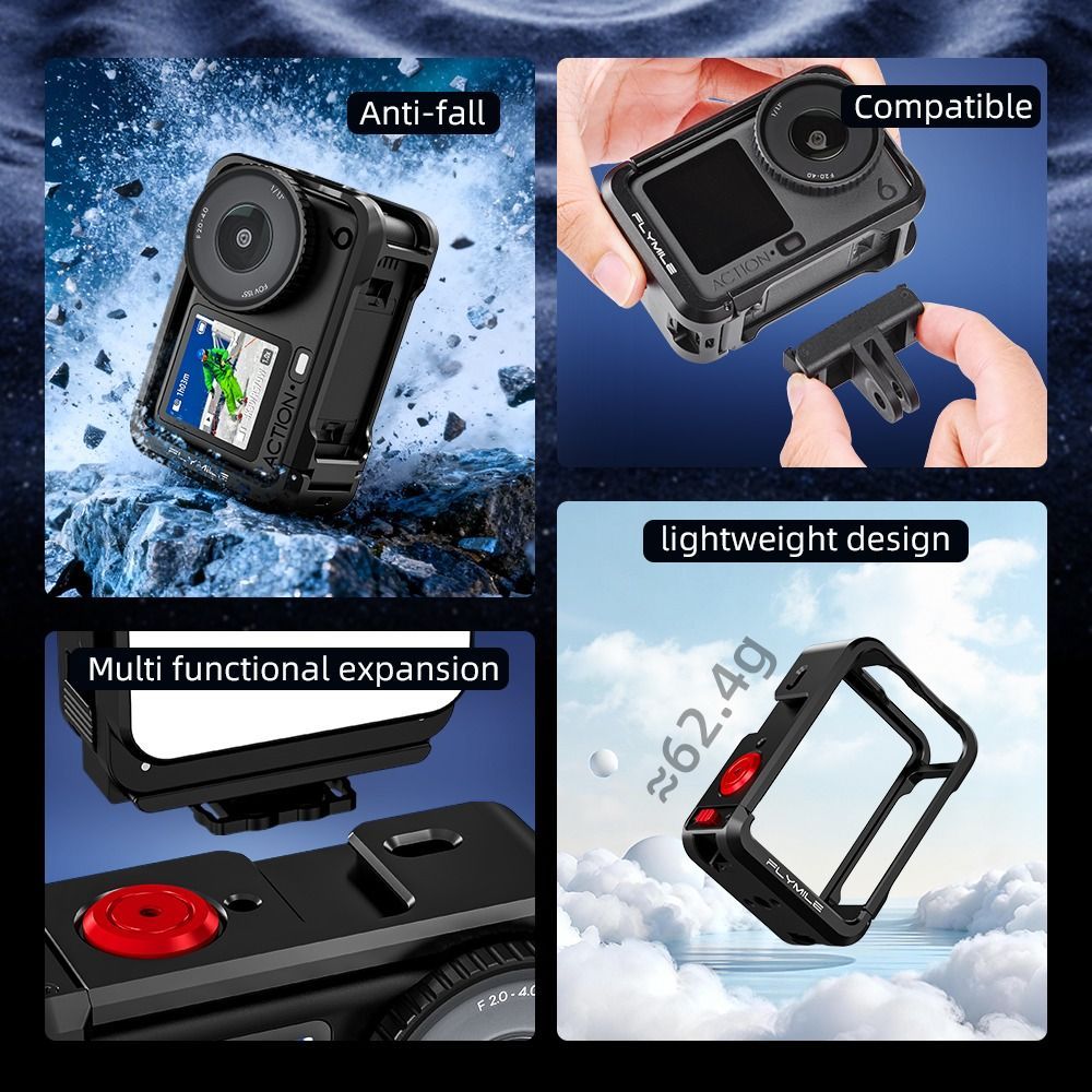 STABFOAM Bảo Vệ, Giày Lạnh Tích Hợp Có Nắp Ống Kính Lồng Kim Loại, Khung Camera Phát Hành Nhanh Hợp Kim Nhôm Cho DJI Osmo Action 6 Phụ Kiện Camera Hành Động