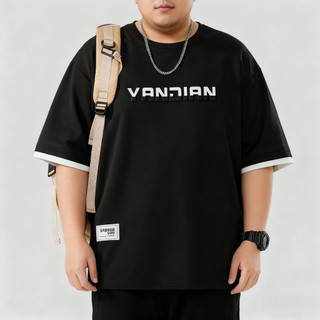 Áo Nam Tay Ngắn Oversize Với Chữ Kim Loại và Thiết Kế Cấp Tiến