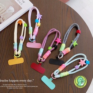 Kẹo Màu Ngôi Sao Dây Ngắn Vỏ Điện Thoại Dây Đeo Treo Di Động Hoạt Hình Dễ Thương Đơn Giản Cô Gái Dây Xoắn Chống Mất Thời Trang Cổ Tay Mạnh Mẽ Ngắn Vỏ Điện Thoại Di Động
