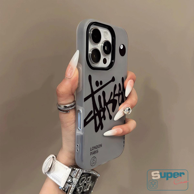 Ốp Lưng Tương Thích Cho IPhone 17 16 11 13 15 14 12 Pro Max 17 15 16 Pro 7Plus XR Air X XS Max Thời Trang Dạo Phố Logo Bóng Bể Bơi Đen 8 Silicone 2 in1 Cover