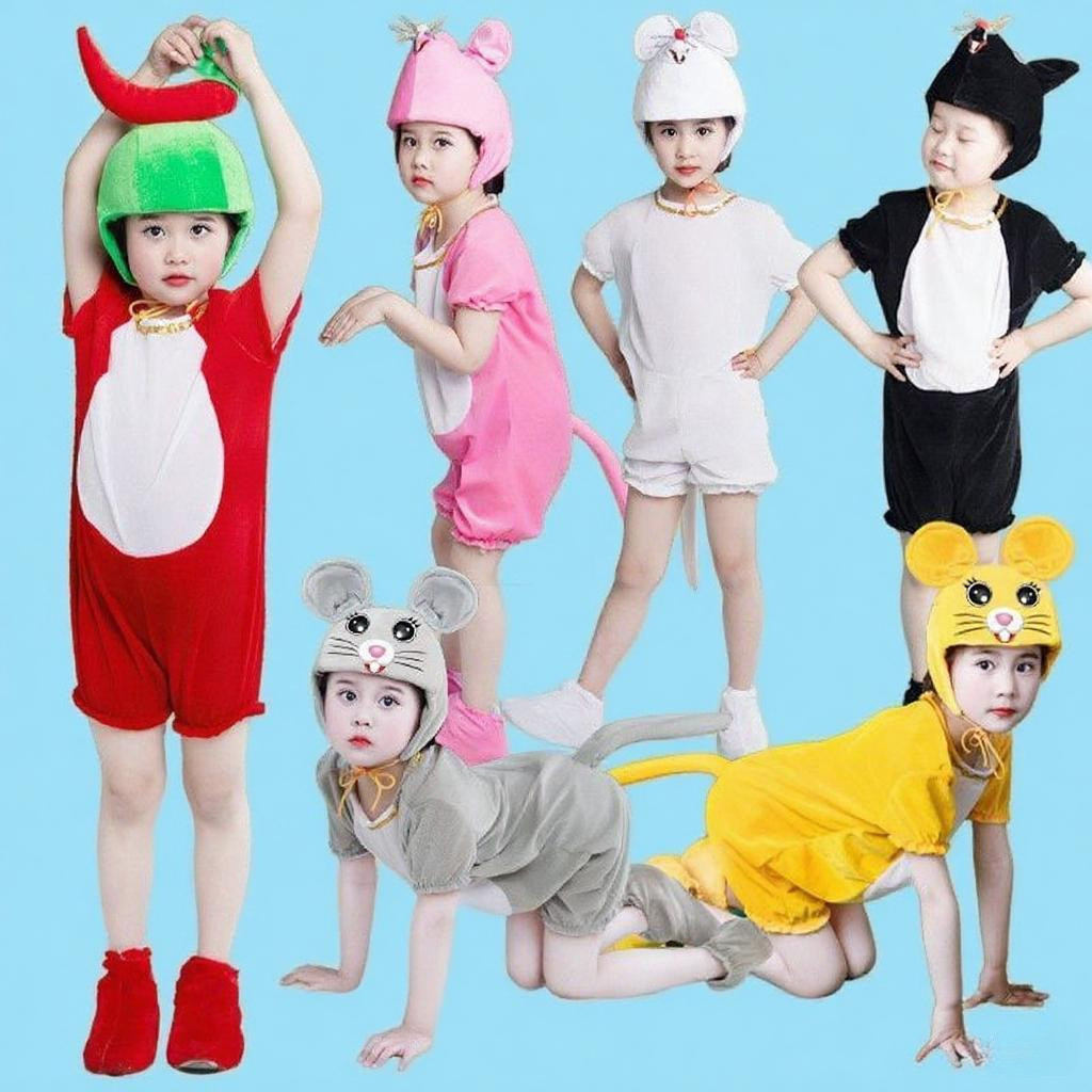 💕Chỗ💕 Quần Áo Trẻ Em Động Vật Múa Trang Phục Quần Áo Cho Bé Gái 3 Đến 14 Tuổi Chuột Trang Phục Mới Lạ Halloween Giáng Sinh