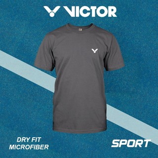 VICTOR Áo sơmi ngắn tay 100% bông hữu cơ, in hình thể thao cổ tròn, phù hợp cho cả nam và nữ