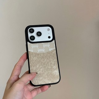 Thời Trang Hàn Quốc Ghép Màu Vải Denim Khe Cắm Thẻ Túi Ốp Lưng Điện Thoại Cho iPhone 17Promax 17Pro 14 15 16 Pro Max 13 Chống Sốc Nam Nữ Vỏ Điện Thoại Di Động