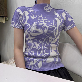 Miyake Áo Xếp Ly In Hình, Thoáng Mát, Phù Hợp Mùa Hè