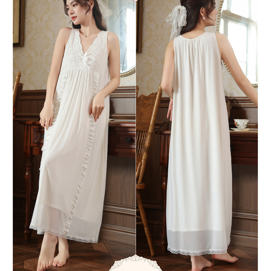 Bộ Đồ Ngủ Nữ Cotton Ren Phong Cách Vintage