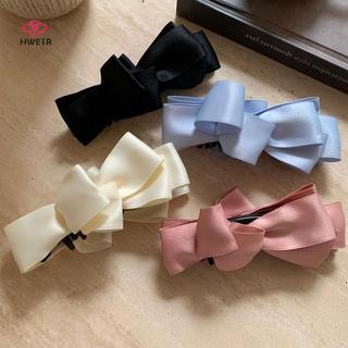 HWETR Retro Satin Nơ Chuối Kẹp Tóc Lưng Cao Đuôi Ngựa Dọc Kẹp Tóc Vuốt Tóc Cao Cấp Phụ Kiện Tóc Cho Nữ Mới