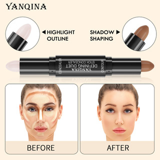 Bút che khuyết điểm công dụng kép hai đầu Phấn mũi Làm sáng da Bút che khuyết điểm ba chiều tự nhiên không thấm nước Phù hợp với da để tạo trang điểm ba chiều